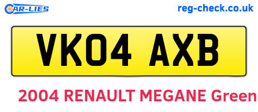 VK04AXB are the vehicle registration plates.