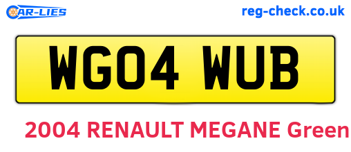 WG04WUB are the vehicle registration plates.