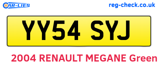 YY54SYJ are the vehicle registration plates.