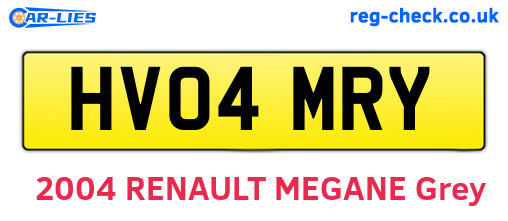 HV04MRY are the vehicle registration plates.