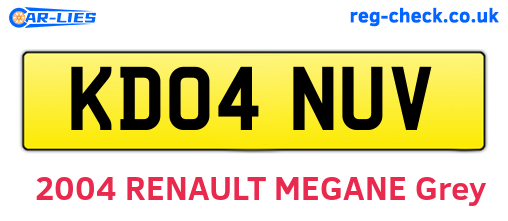KD04NUV are the vehicle registration plates.