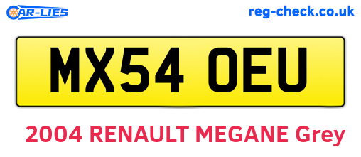 MX54OEU are the vehicle registration plates.