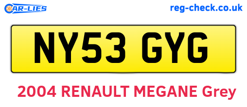 NY53GYG are the vehicle registration plates.