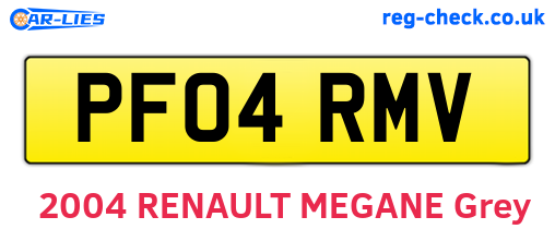 PF04RMV are the vehicle registration plates.