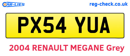 PX54YUA are the vehicle registration plates.