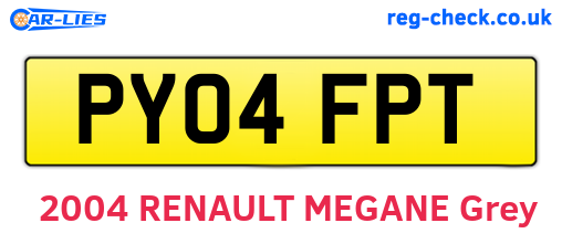 PY04FPT are the vehicle registration plates.