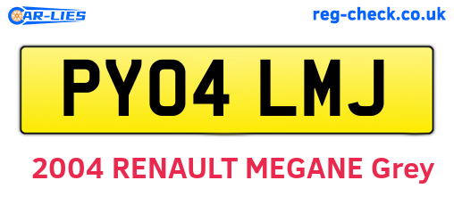 PY04LMJ are the vehicle registration plates.
