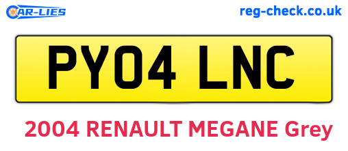 PY04LNC are the vehicle registration plates.