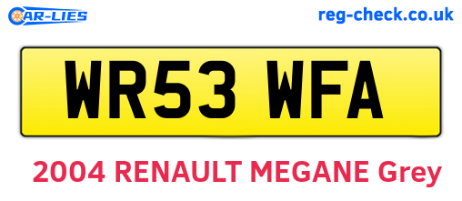 WR53WFA are the vehicle registration plates.