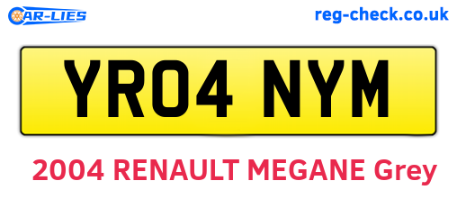 YR04NYM are the vehicle registration plates.