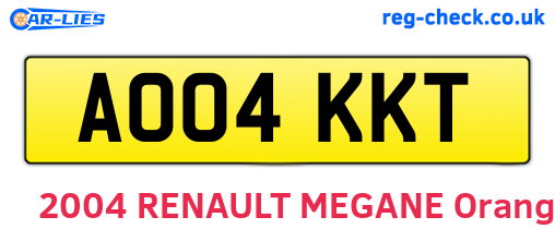 AO04KKT are the vehicle registration plates.