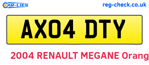AX04DTY are the vehicle registration plates.