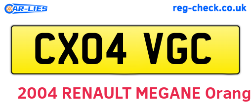 CX04VGC are the vehicle registration plates.