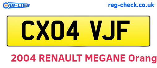 CX04VJF are the vehicle registration plates.