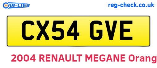 CX54GVE are the vehicle registration plates.