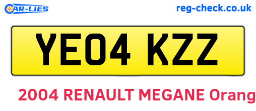 YE04KZZ are the vehicle registration plates.