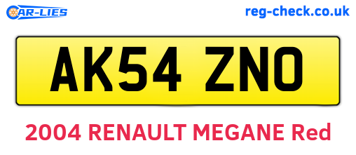 AK54ZNO are the vehicle registration plates.