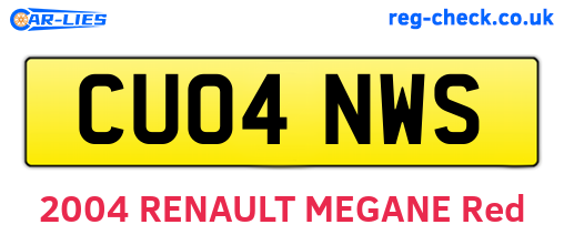 CU04NWS are the vehicle registration plates.