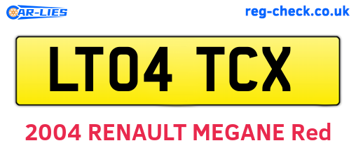 LT04TCX are the vehicle registration plates.