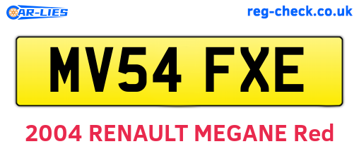 MV54FXE are the vehicle registration plates.