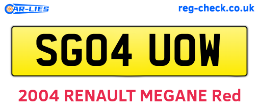 SG04UOW are the vehicle registration plates.