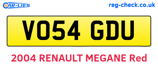 VO54GDU are the vehicle registration plates.