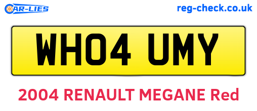 WH04UMY are the vehicle registration plates.