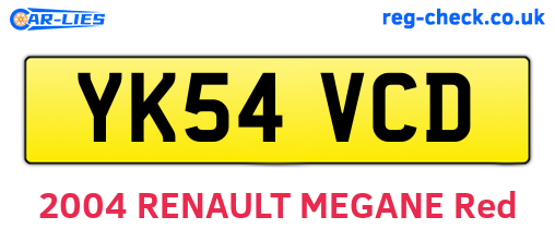 YK54VCD are the vehicle registration plates.