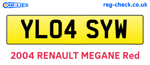 YL04SYW are the vehicle registration plates.
