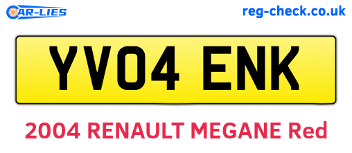 YV04ENK are the vehicle registration plates.
