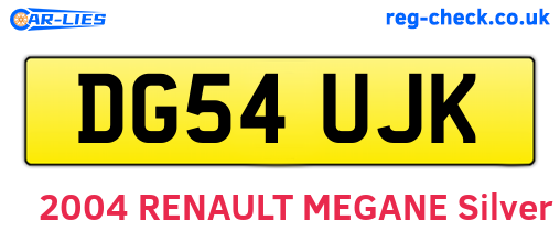DG54UJK are the vehicle registration plates.