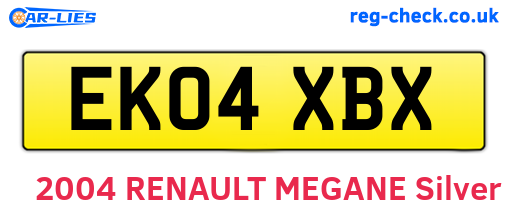 EK04XBX are the vehicle registration plates.