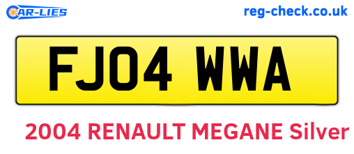 FJ04WWA are the vehicle registration plates.