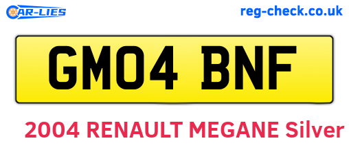 GM04BNF are the vehicle registration plates.