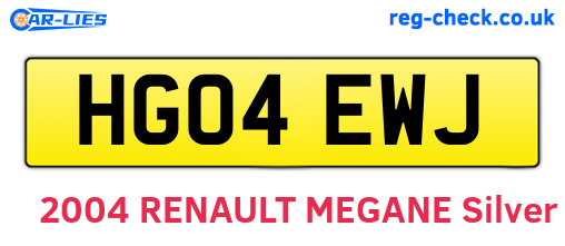 HG04EWJ are the vehicle registration plates.