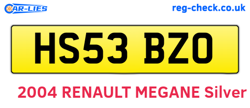 HS53BZO are the vehicle registration plates.