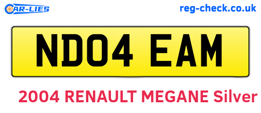ND04EAM are the vehicle registration plates.