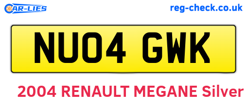 NU04GWK are the vehicle registration plates.