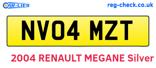 NV04MZT are the vehicle registration plates.