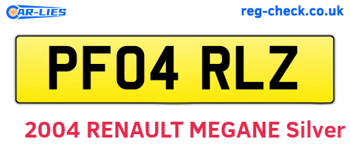 PF04RLZ are the vehicle registration plates.
