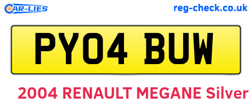 PY04BUW are the vehicle registration plates.