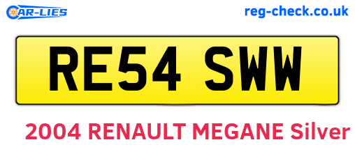 RE54SWW are the vehicle registration plates.