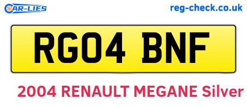 RG04BNF are the vehicle registration plates.