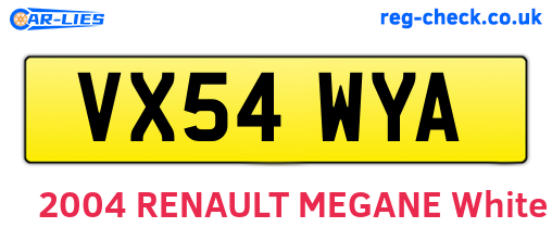VX54WYA are the vehicle registration plates.