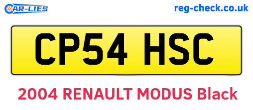 CP54HSC are the vehicle registration plates.