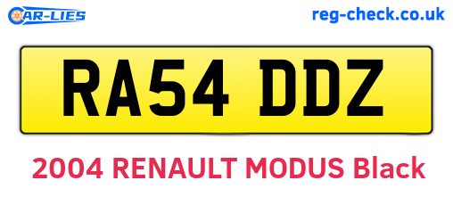 RA54DDZ are the vehicle registration plates.