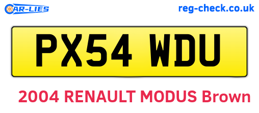 PX54WDU are the vehicle registration plates.