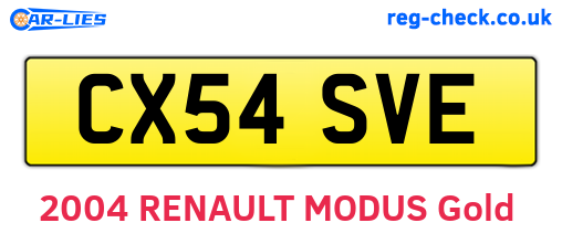 CX54SVE are the vehicle registration plates.