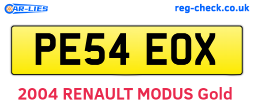 PE54EOX are the vehicle registration plates.
