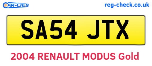 SA54JTX are the vehicle registration plates.